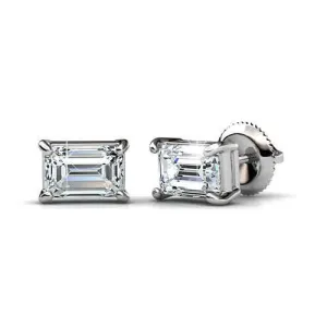 Sparkling 0.50CT Emerald Cut Diamond Stud Earrings in 14KT White Gold