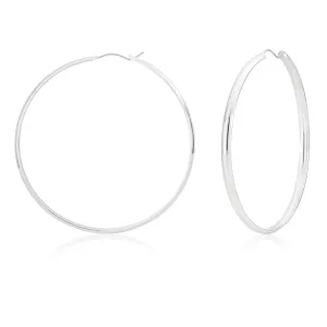 Sterling Silver 60mm Half Round Hoop Earrings