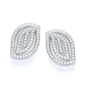 Sterling Silver Fancy Wave CZ Stud Earrings