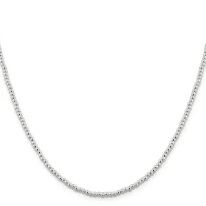 Sterling Silver Necklace Beaded Box Chain 3MM