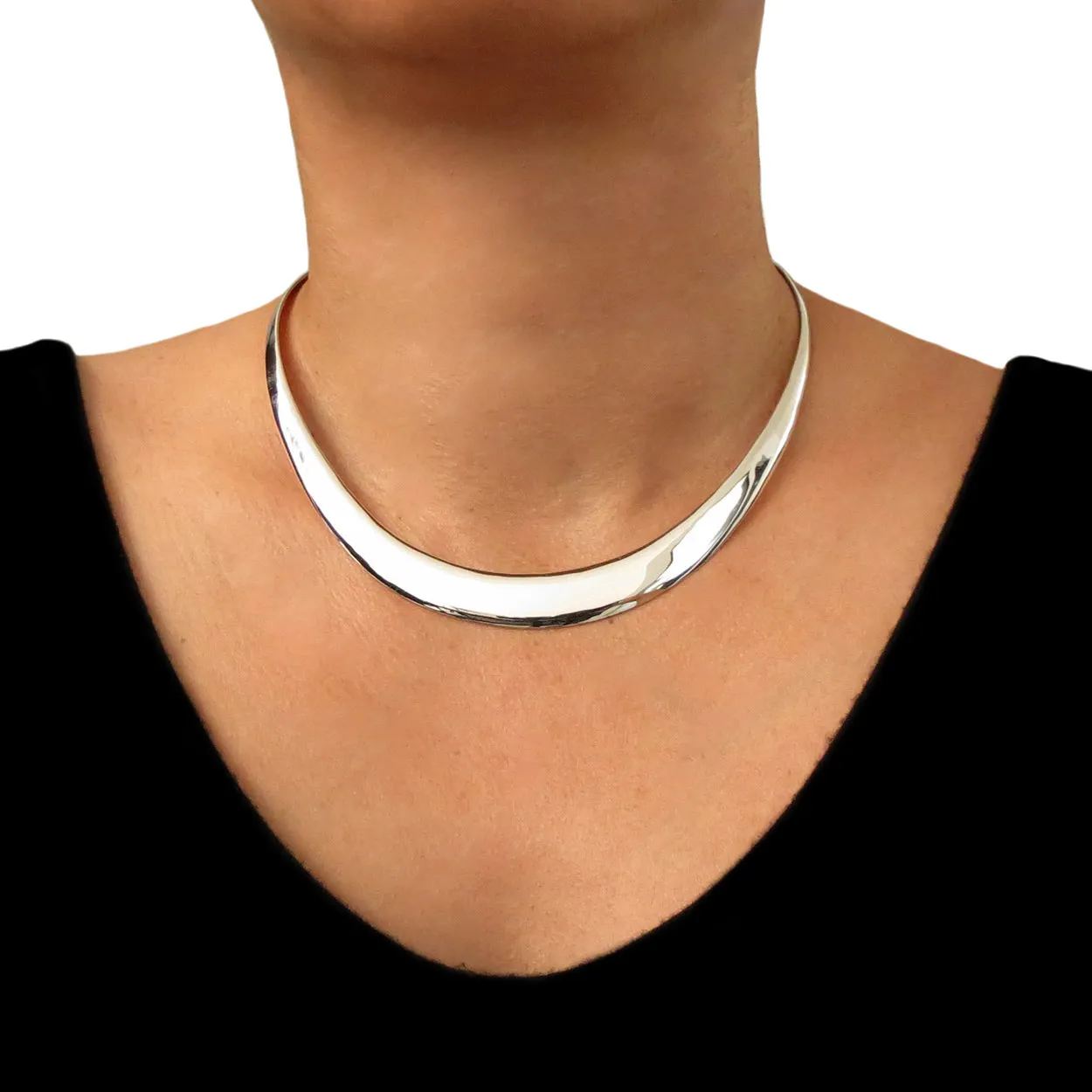 Sterling Silver Polished Choker Necklace