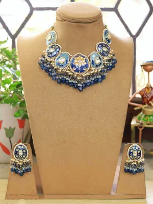 Stylish Kundan Meena Choker Necklace Set