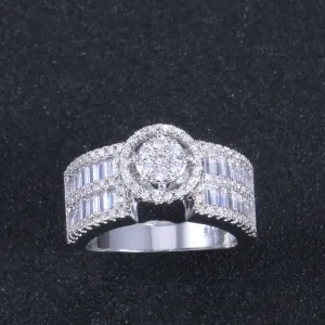 Stylish Micro Pave Engagement Rings for Women with Zircon in Silver Color