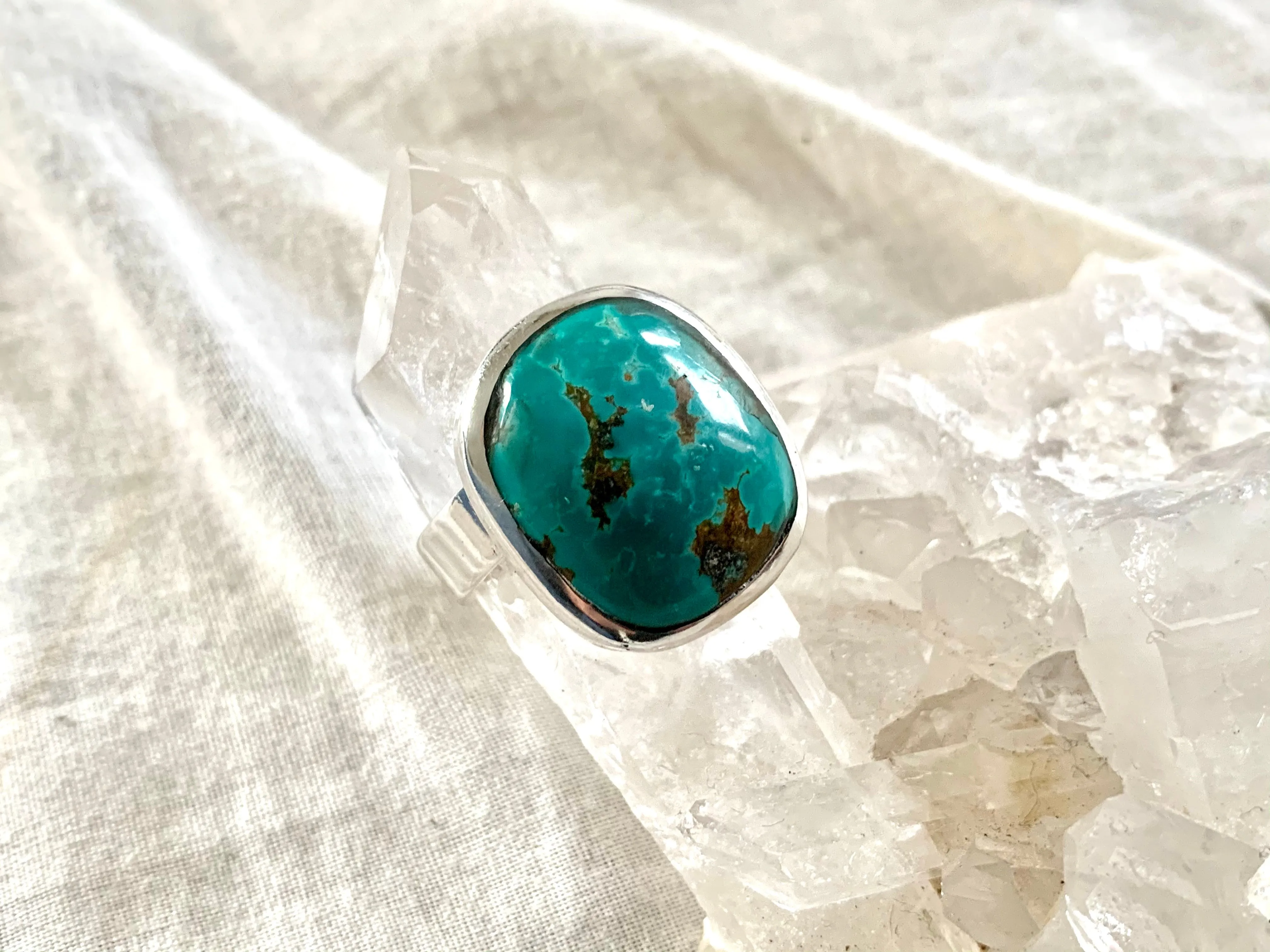 Tibetan Turquoise Adjustable Ring - Freeform