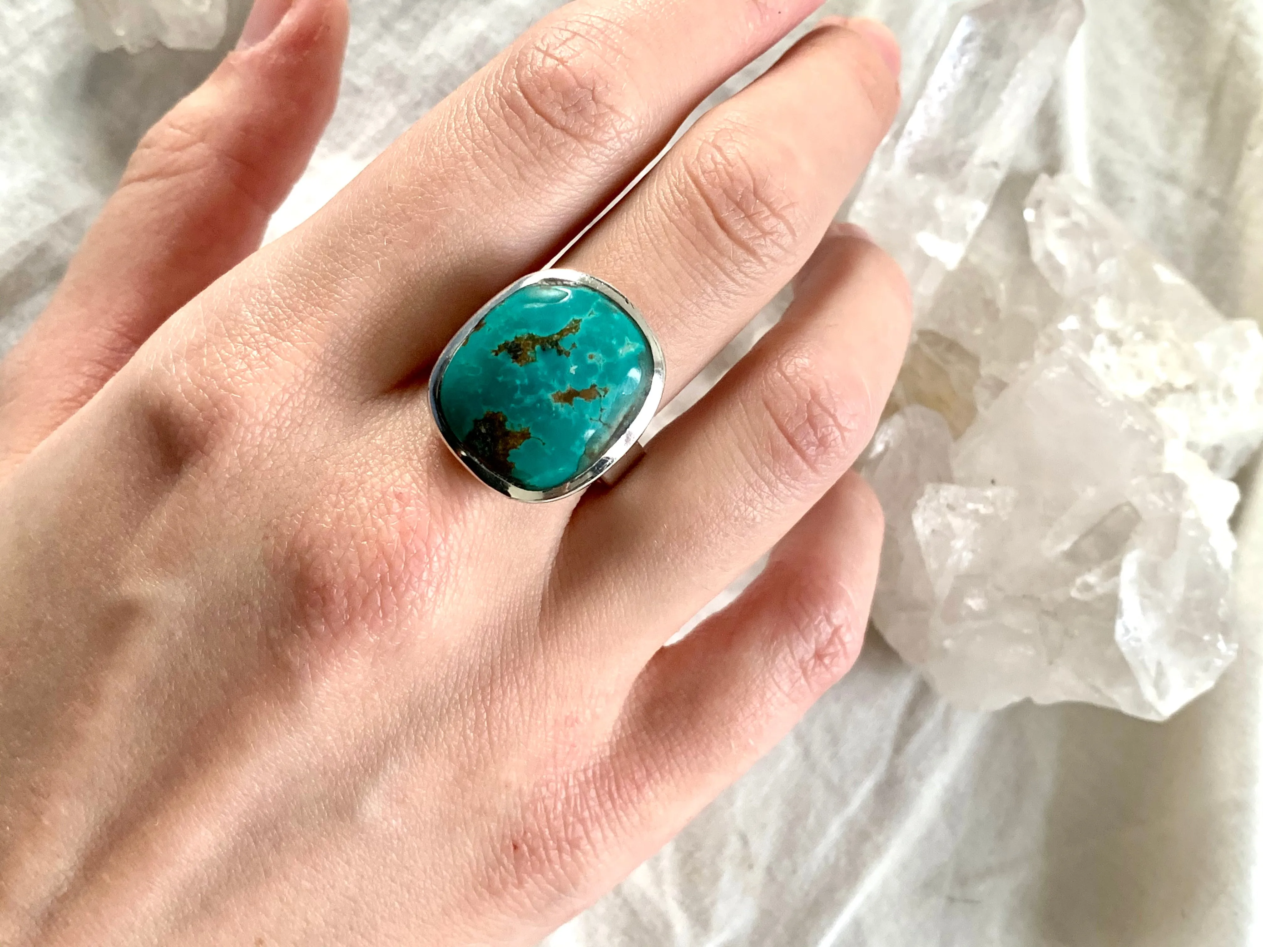 Tibetan Turquoise Adjustable Ring - Freeform