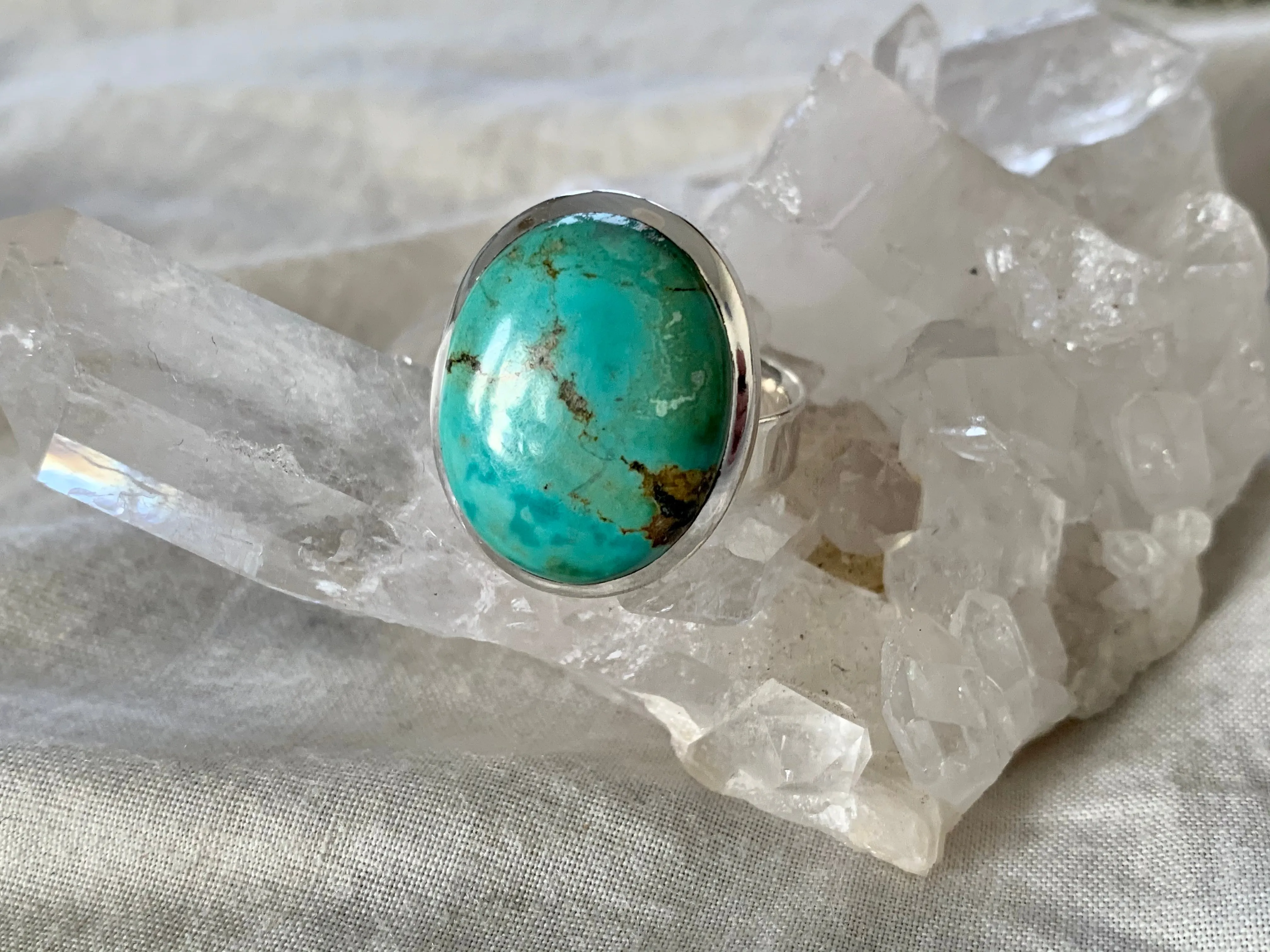 Tibetan Turquoise Adjustable Ring - Reg. Oval