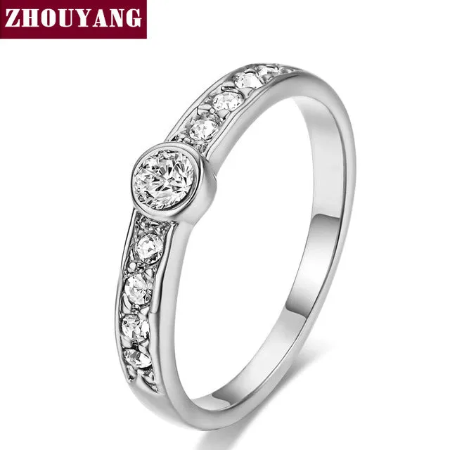 Top Quality ZYR172 Concise Crystal Ring Rose Gold Color Austrian Crystals Full Sizes Wholesale