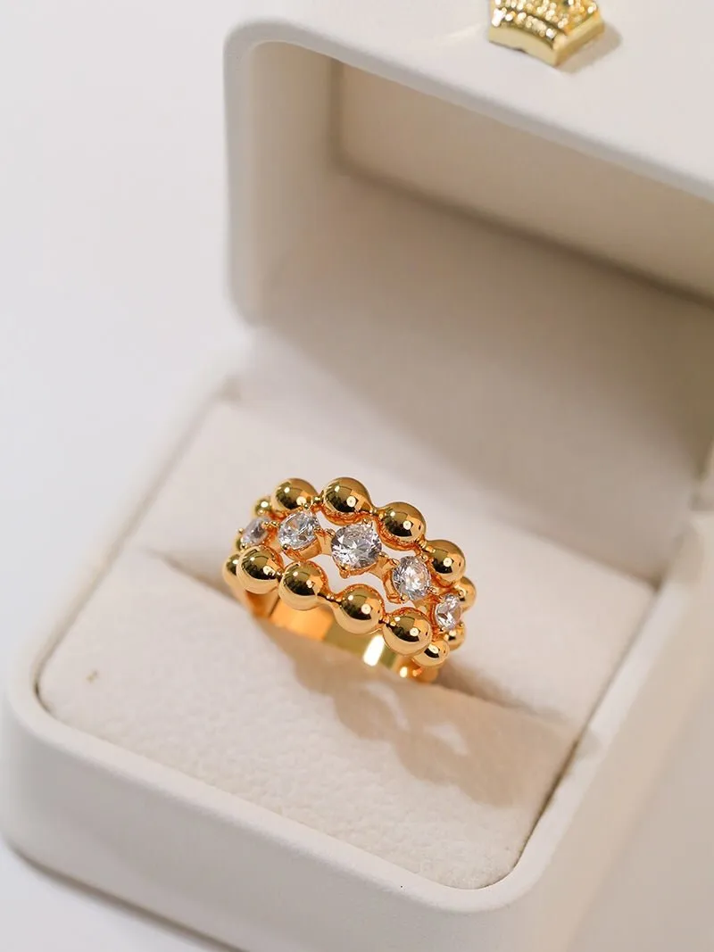 Triple Layer Classic Bubble Diamond Ring