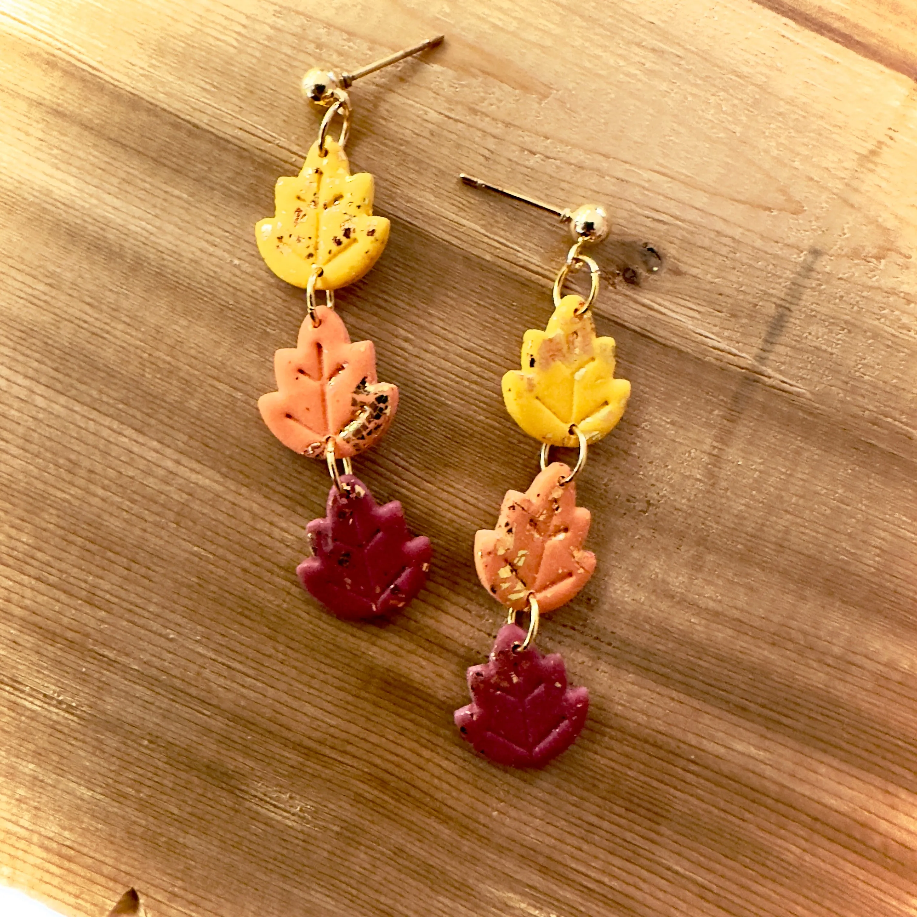 Triple Small Leaves | Earrings | Gold Hardware