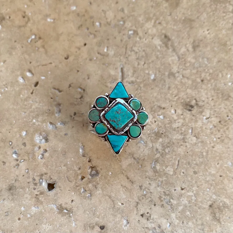 Turquoise Mosaic Ring Nepalese- Mojeka