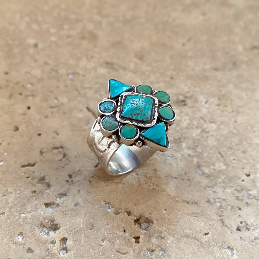 Turquoise Mosaic Ring Nepalese- Mojeka