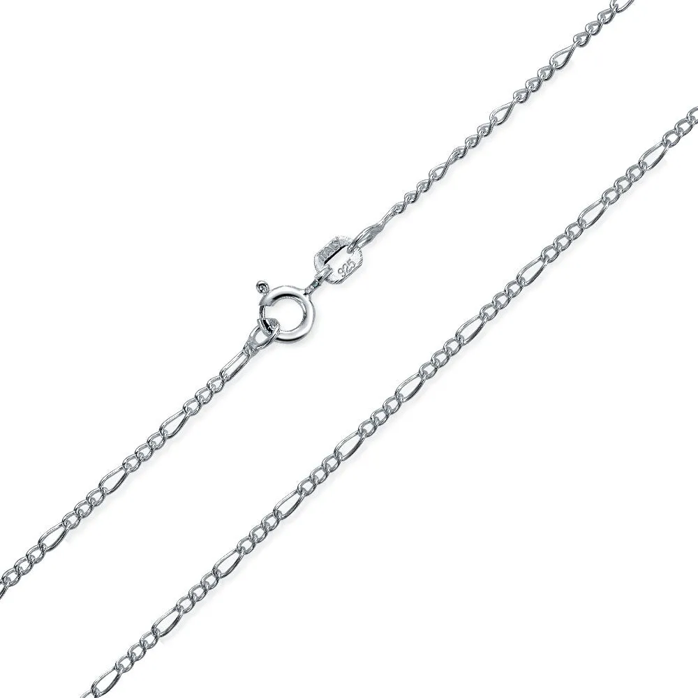 Unisex 14K Gold Overlay Sterling Silver Figaro Chain Necklace for Men 14-24 Inch