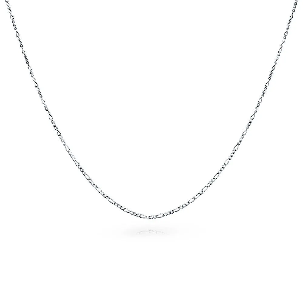 Unisex 14K Gold Overlay Sterling Silver Figaro Chain Necklace for Men 14-24 Inch