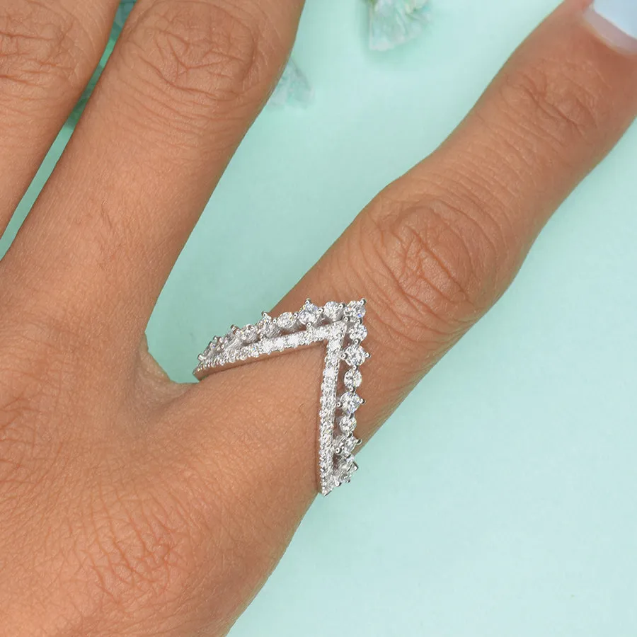 V-Shaped Diamond Ring