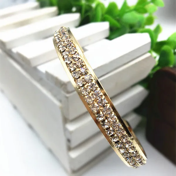 Vienna Verve: Elegant Alloy Bracelet with Rhinestone Inlay