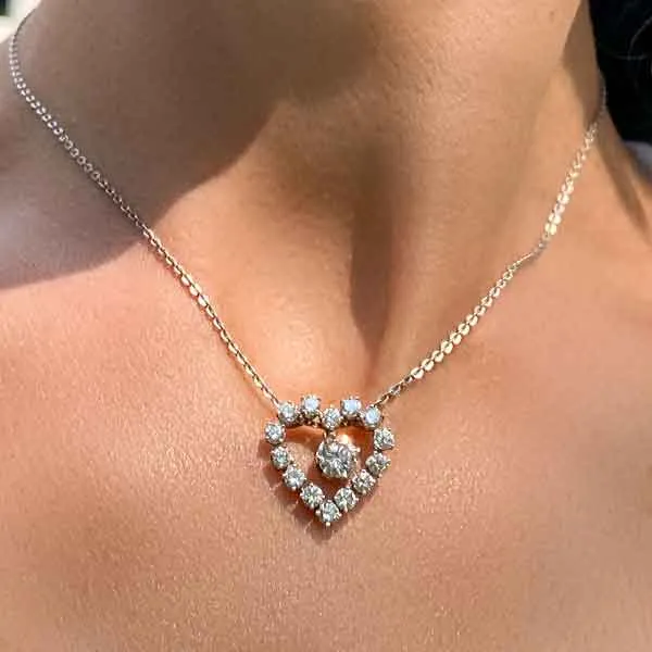 Vintage Diamond Heart Pendant