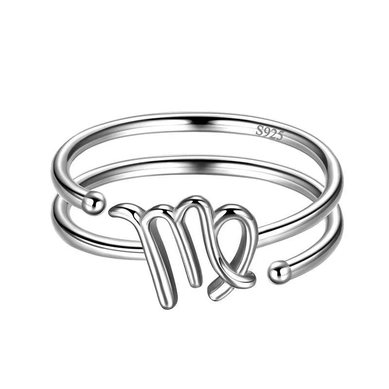 Virgo Rings Zodiac Sign Jewelry Women Girls Birthday Gifts 925 Sterling Silver