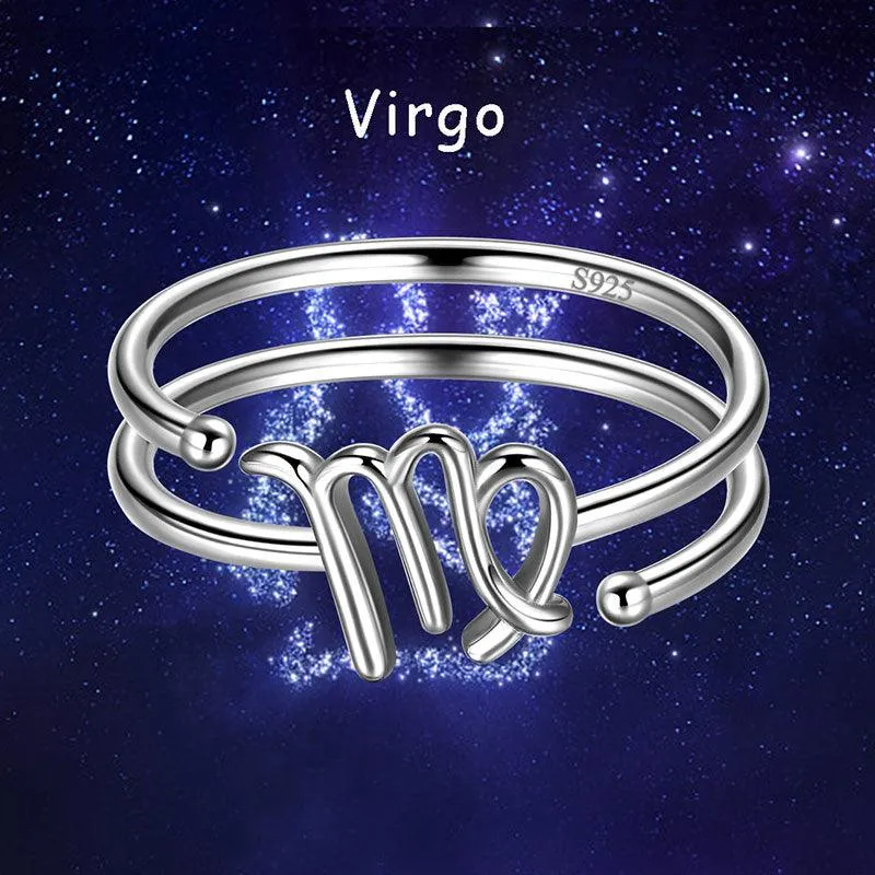 Virgo Rings Zodiac Sign Jewelry Women Girls Birthday Gifts 925 Sterling Silver