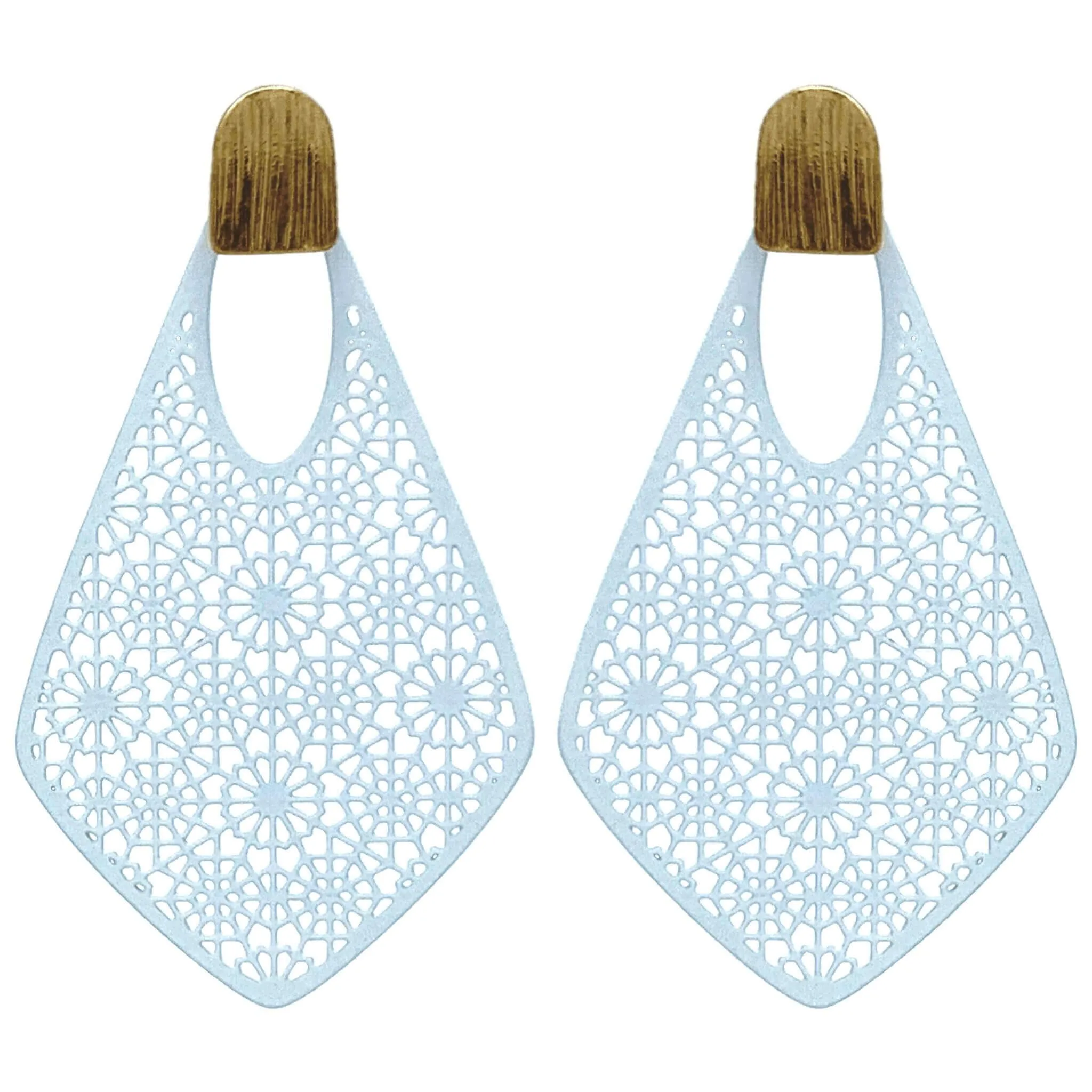 White Filigree Teardrop Stud Earrings