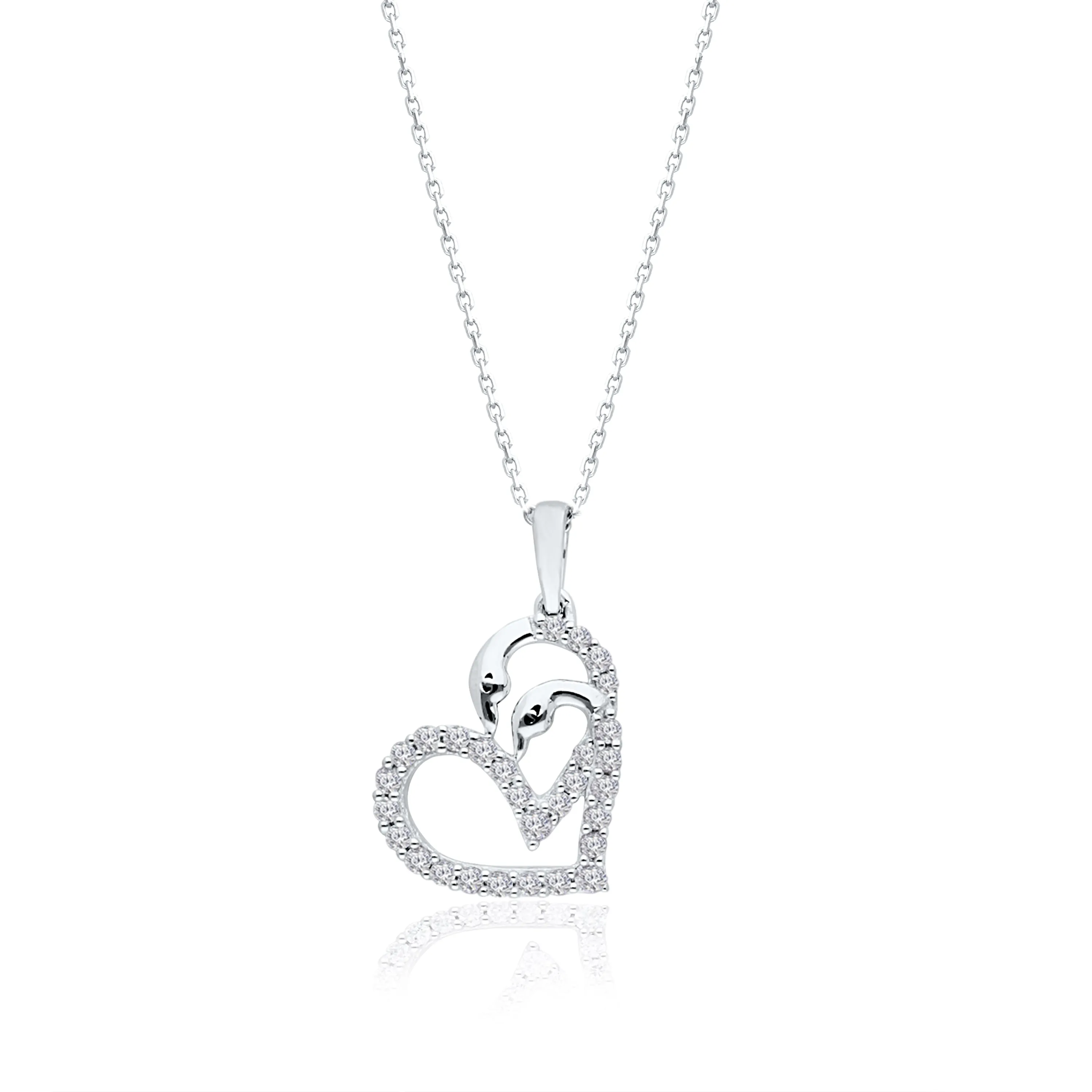 White Gold Diamond Eternal Swan Pendant