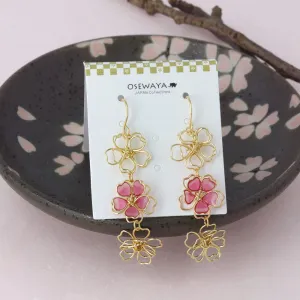 Wire Sakura Link Drop Earrings