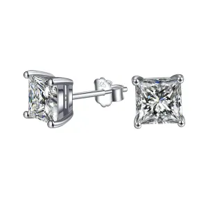 Yellow Chimes Elegant 925 Sterling Silver Hallmark and Certified Purity Square Crystal Stud Earrings for Women and Girls (Style-2)