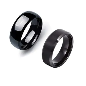 Yellow Chimes Rings for Men Combo of 2 PC Ring Stainless Steel Superman Black Band Rings Set for Men and Boys. (11)